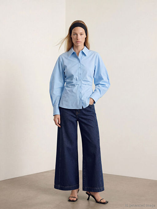 Wideleg Kad?n Jean Pantolon