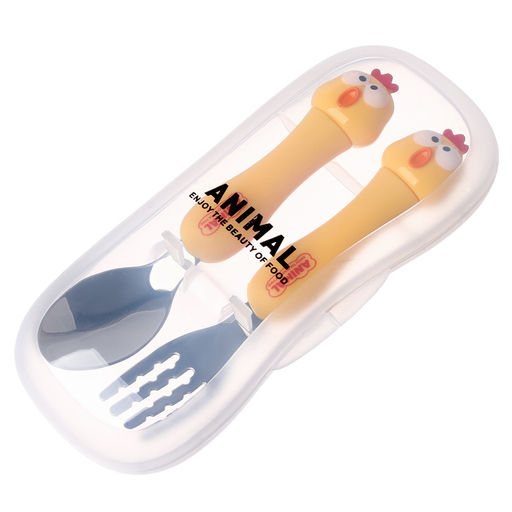 Набор детских столовых приборов в футляре Курочки, вилка, ложка - Simaland фото 6