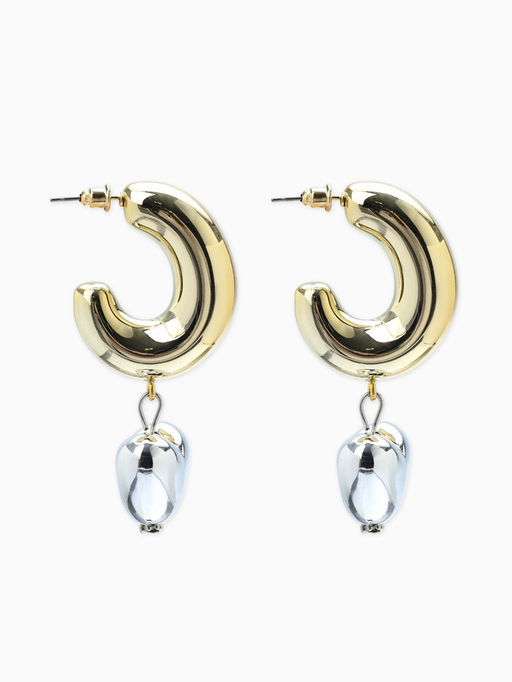 Серьги "Новый стиль", сердечки, цвет золото-серебристый d3см