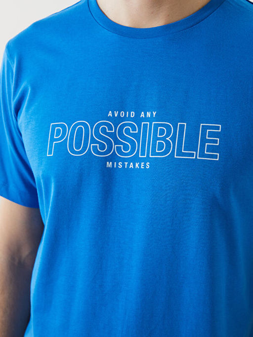 Bisiklet Yaka K?sa Kollu Bask?l? Penye Erkek Ti??rt