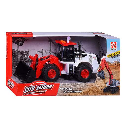 Трактор "Бульдозер" (свет, звук) в коробке (красный)