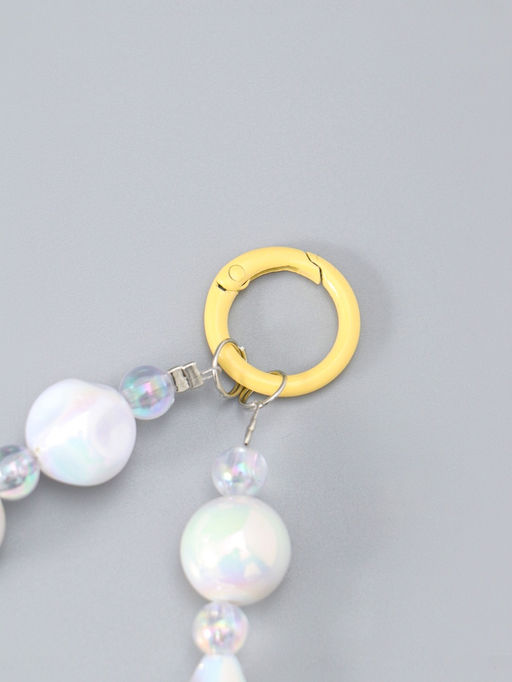 Брелок на карабине "Тюльпаны и звёзды" жёлто-перламутровый 11х4х1,5 см