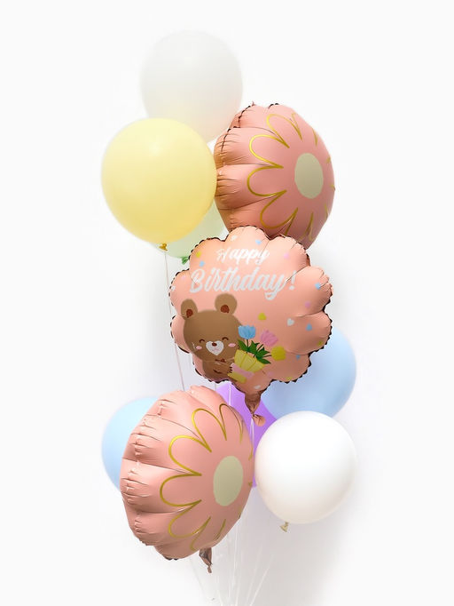 Воздушные шары "Розовый тортик" фольга, латекс, набор 12 штук