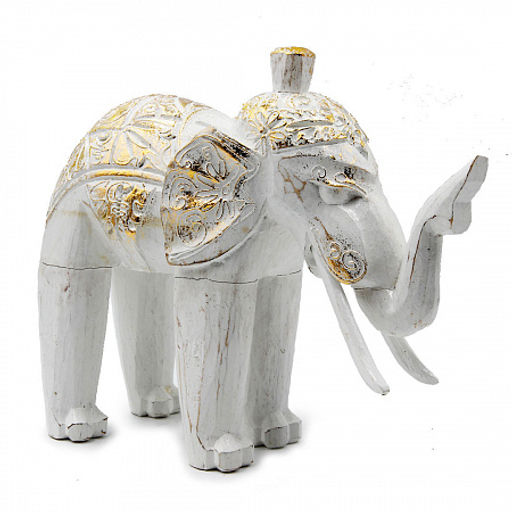 Сувенир из дерева Слон 17см-18см Албезия Антик White-Gold