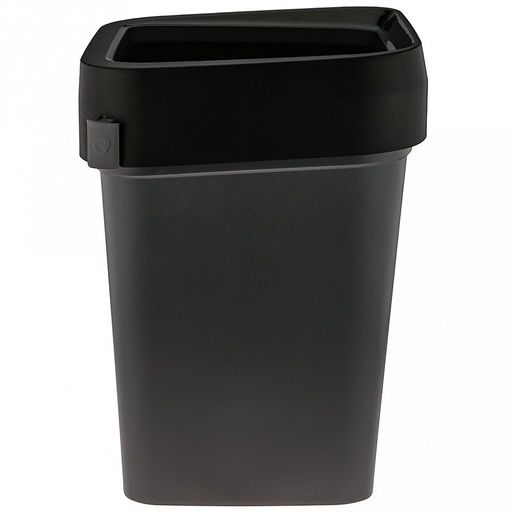 Ведро для мусора с воронкообразной крышкой пластмассовое SMART BIN PRO 50л, с креплением для мусорных пакетов, черный Econova (Россия) - Домашняя мода фото 2