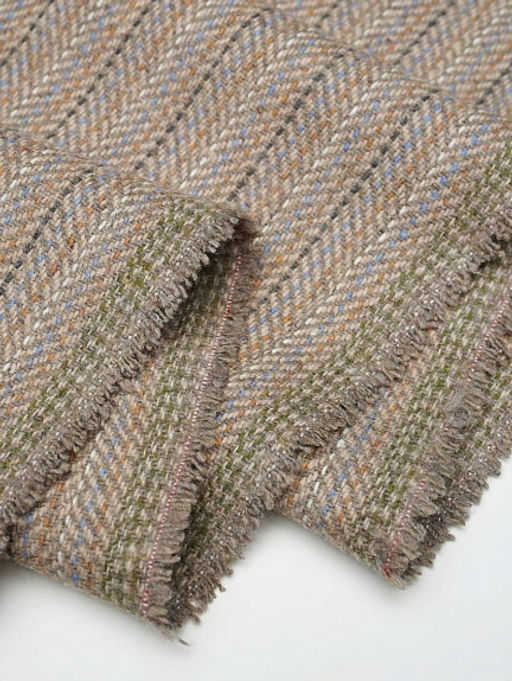 Шерсть пальтово-костюмная Твид Полоска-пунктир цв.бежевый, ш.1.5м, шерсть-30%, п/э-70%, 330гр/м.кв - Купава фото 13