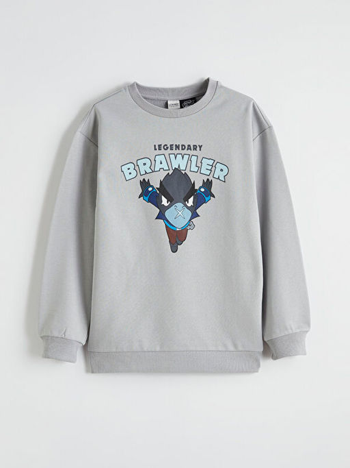 Bisiklet Yaka Brawl Stars Bask?l? Erkek ?ocuk Sweatshirt
