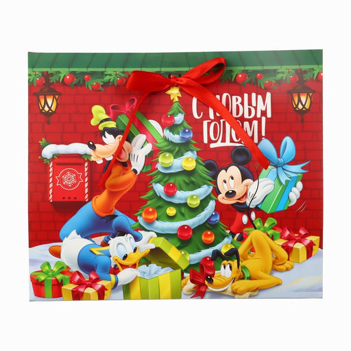 Подарочная коробка складная «С Новым годом», 27×23×15 см, Микки Маус