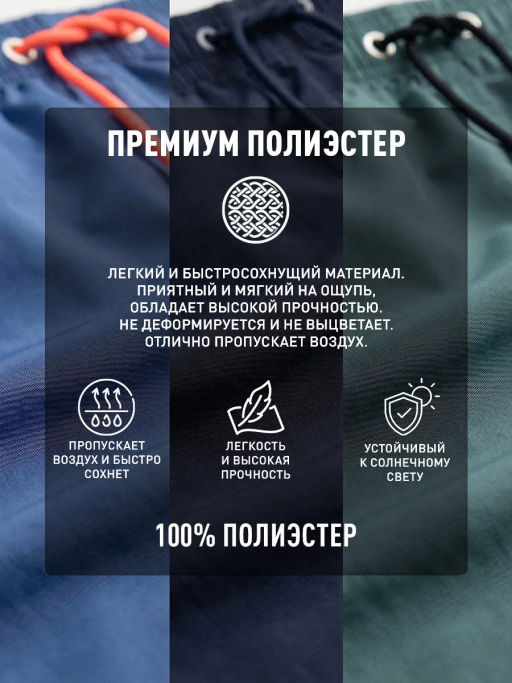 ATLANTIC KMB-223 Шорты мужские пляжные Fast Dry темно-синий  фото 8