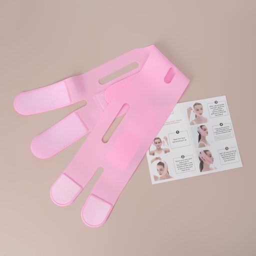 Маска для коррекции овала лица, на липучке, 60.5?10 см, в коробке, розовая