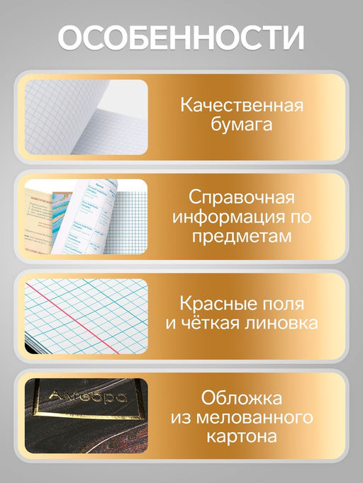 Набор предметных тетрадей Calligrata «Мрамор светлый», 10 предметов, 48 листов, со справочным материалом, обложка из мелованного картона, УФ-лак, б�...