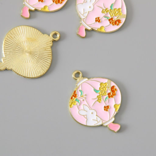 Цена за 4 шт. Декор для творчества металл, эмаль Зайка и цветы, 2.7?2.2 см