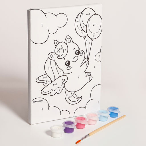 Картина по номерам для детей «Единорожка с шариками», 21×15 см