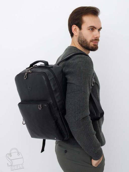 Рюкзак мужской кожаный 3921Z black Zinimsk