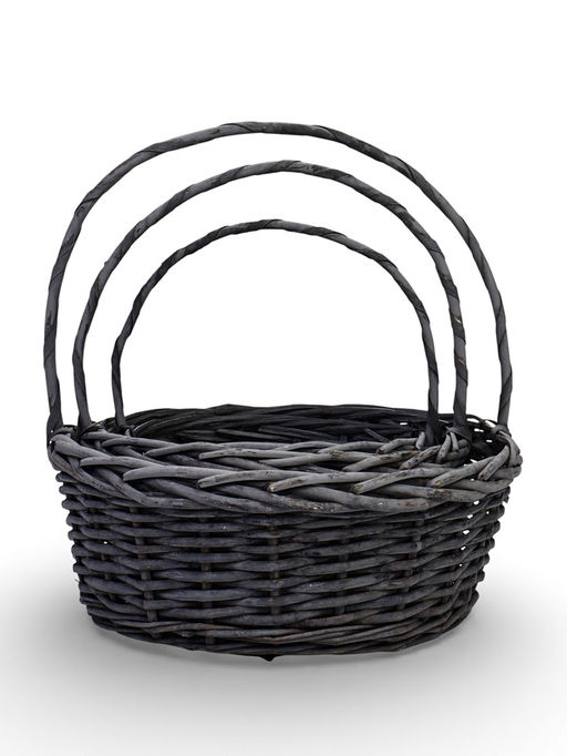 Корзина плетёная для хранения Prut, с ручкой, ива, серая, набор 3 шт., Greengo