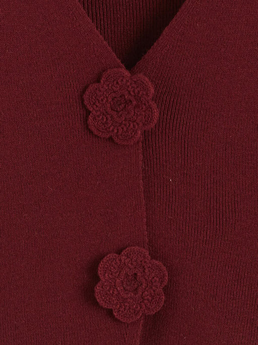 ?i?ekli K?z ?ocuk Triko Yelek ve Pantolon