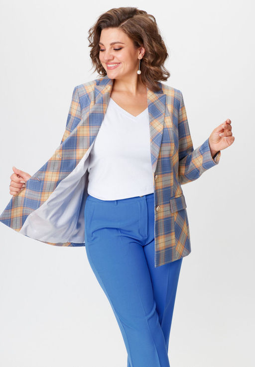 Жакет БелЭльСтиль 412 голубая клетка фото 2