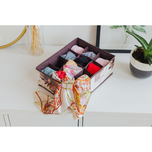 Органайзер для хранения белья Доляна Астра, 12 ячеек, 322412 см, коричневый  фото 2