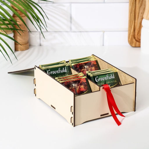 Деревянная шкатулка для чайных пакетиков 17,9х15,6х7,4 см - Simaland фото 4