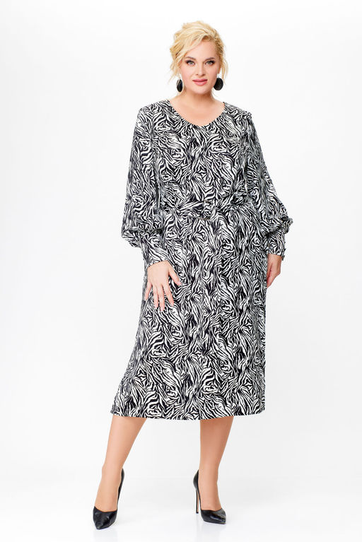 Платье Swallow 663.1 принт зебра черная