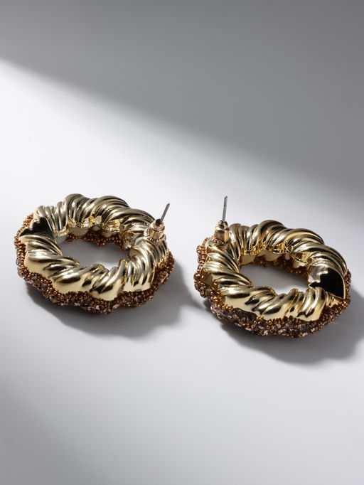 Серьги со стразами QF Блеск кольцо, цвет золото  фото 3