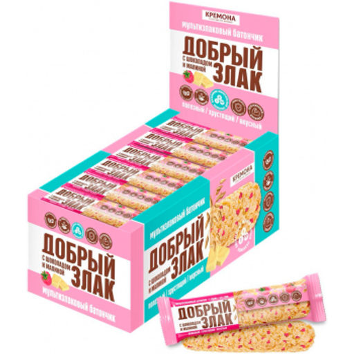 К-ф. Добрый злак Мульт батончик с малин и белым шок 19г*24