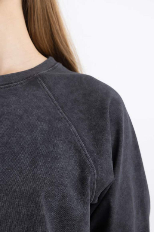 Моющаяся футболка свободного кроя с длинными рукавами и эффектом потертостей - Defacto фото 5