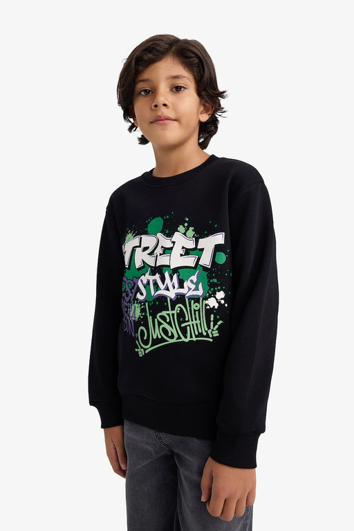 Bisiklet Yaka Bask_l_ __i Yumu_ak T_yl_ Sweatshirt Erkek _ocuk - Defacto фото 3
