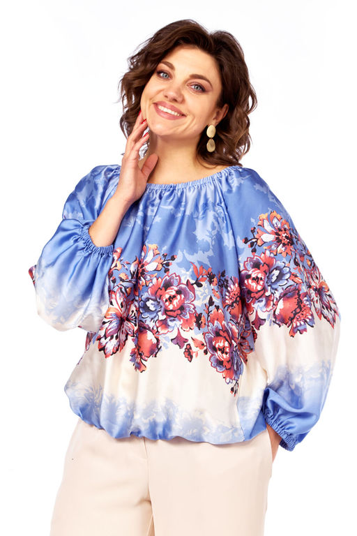 Блуза Olga Style С881 сиреневый-цветы  фото 4