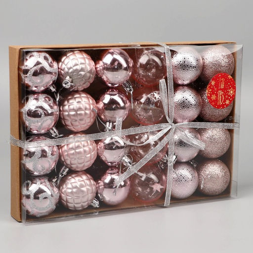 Ёлочные игрушки Морозные узоры, шары новогодние, d=4.5 см, набор 24 шт., розовый - Зимнее волшебство фото 5