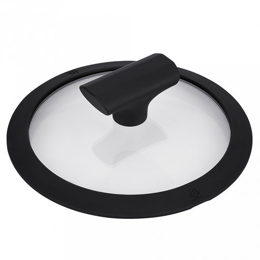 Крышка стеклянная д24см Moderno h6см, силиконовый обод, пароотвод, бакелитовая ручка с покрытием soft-touch, Regent (Китай)