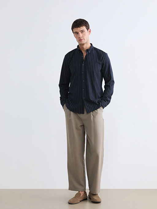 Slim Fit ?izgili Erkek G?mlek