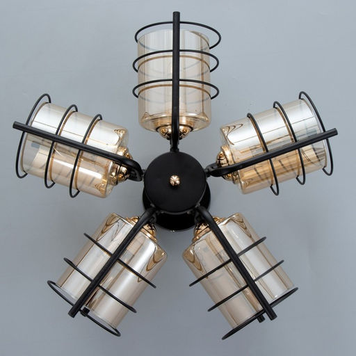 Светильник потолочный BayerLux «Моана», люстра 5хЕ27, 40 Вт, чёрный 43×14×21 см