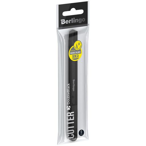 Нож канцелярский Berlingo "DoubleBlack", auto-lock, 9мм (BM4129) металлический корпус,черный