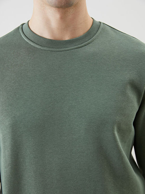 Bisiklet Yaka Uzun Kollu Bask?l? Erkek Sweatshirt