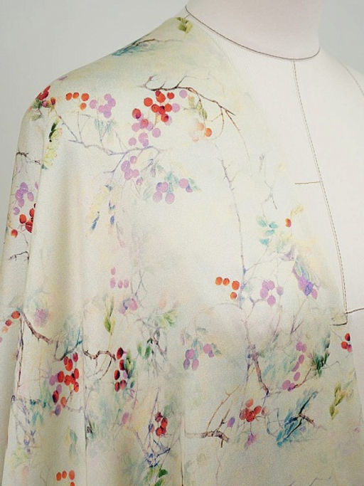 Вискозный атлас (Digital) Рябиновая веточка, ш.1.5м, вискоза-100%, 115гр/м.кв - Купава фото 3