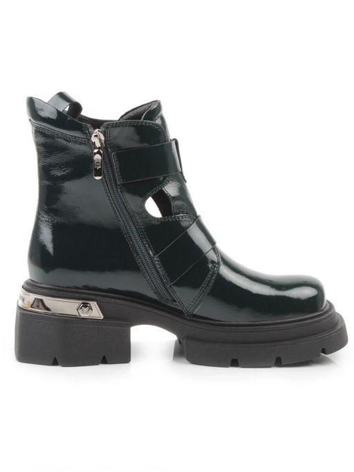 01-D1-8070 DK. GREEN Ботинки демисезонные женские (натуральная кожа, байка)