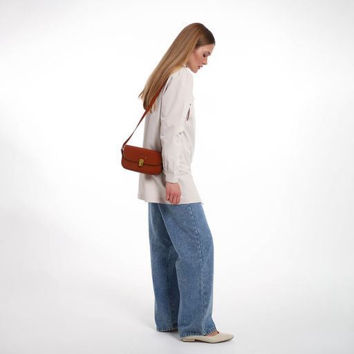 Сумка женская багет TEXTURA на молнии, 21×6×11 см, коричневая