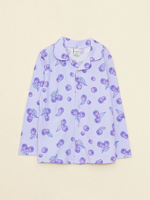 Polo Yaka Uzun Kollu Bask?l? Organik Pamuklu K?z Bebek Pijama Tak?m? - Waikiki фото 2