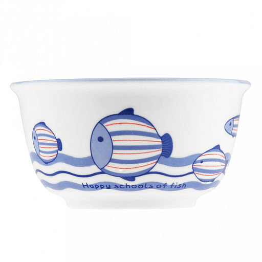 "Синий полосатик" Салатник фарфоровый 500мл, д13см, h6,9см, отводка, белый (Китай)