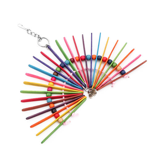 Игрушка для птиц Веер с колокольчиком, разноцветная, 25 х 20 см - Пижон фото 5