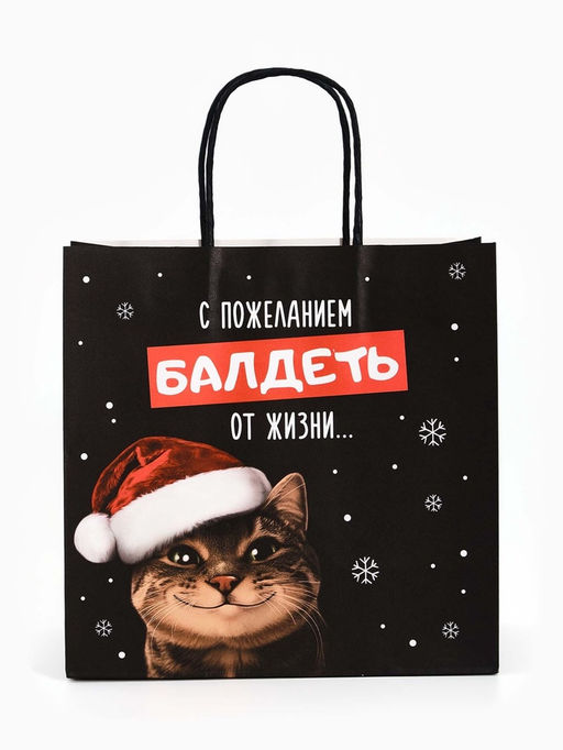 Цена за 2 шт. Пакет подарочный крафтовый «С пожеланием»,  32 × 28 × 15 см