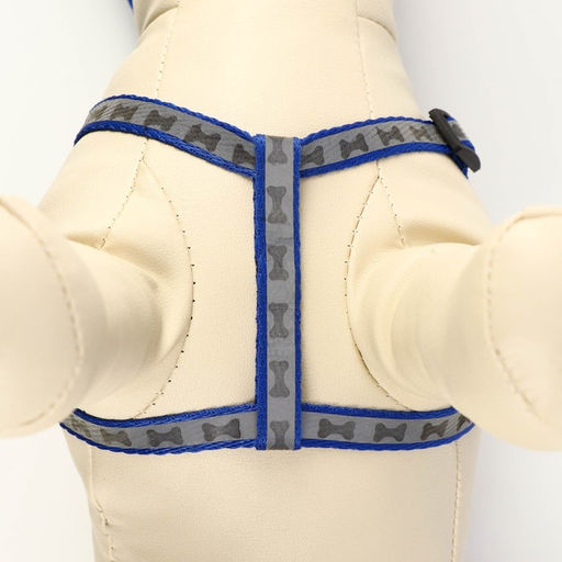 Комплект светоотражающий Косточки, ошейник 120 х 1 см, ОШ 28-36 см, ОГ 28-36 см, синий - Пижон фото 6