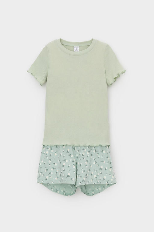 К 1596/морская пена,цветочный танец пижама дет