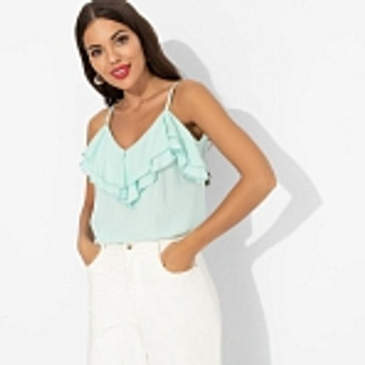 Топ из вискозы с воланами, Смотри не засмотрись (мятный)
