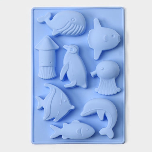 Форма для конфет и шоколада Доляна «Морская», силикон, 14×9.5 см, 8 ячеек, голубая