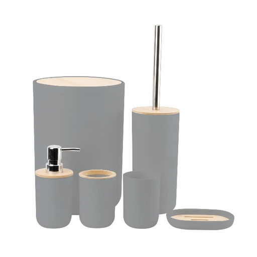 Набор для ванной из 6-ти предметов "Бамбук" серый