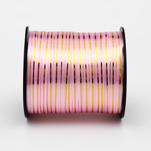 Лента упаковочная с золотой полосой, розовая, 5 мм х 225 м - Simaland фото 4