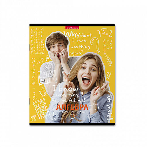 Цена за 5 шт. Тетрадь общая ученическая с пластиковой обложкой на скобе ErichKrause Hit the Books, АЛГЕБРА, 48 листов, клетка