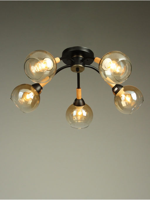 Люстра потолочная BayerLux «Гундер», 5хЕ27, 40 Вт, черный, 57×57×25 см